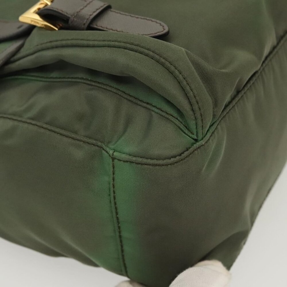 Authentic PRADA Shoulder Bag Nylon Khaki Gold - Picture 2 of 16